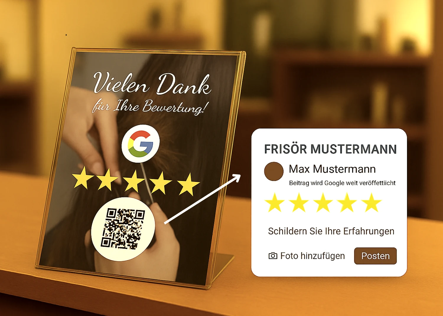 Aufsteller zur Promotion der google Bewertungen